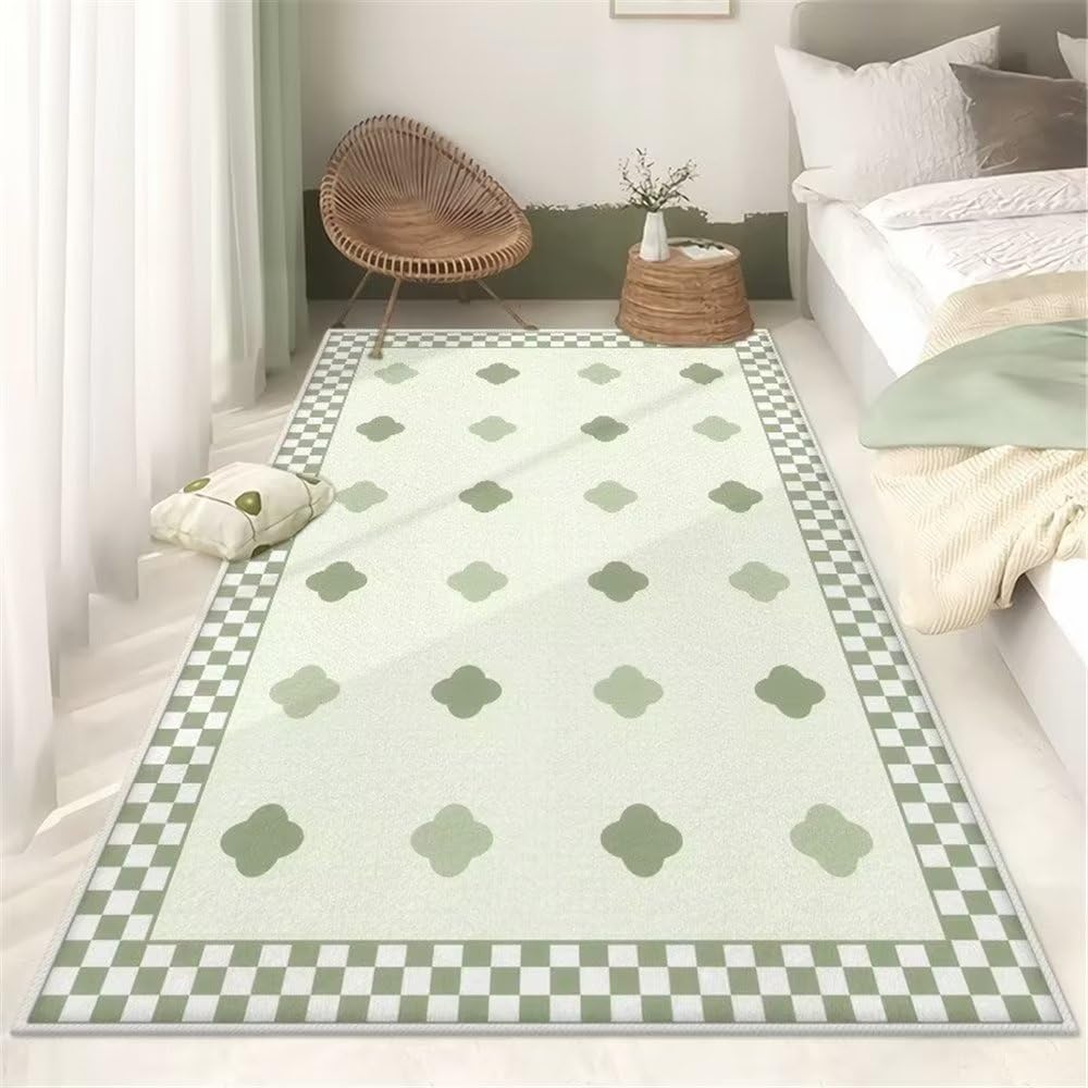 Tapis chambre et salle d'étude vert moderne à motif en treillis pour un sol cosy