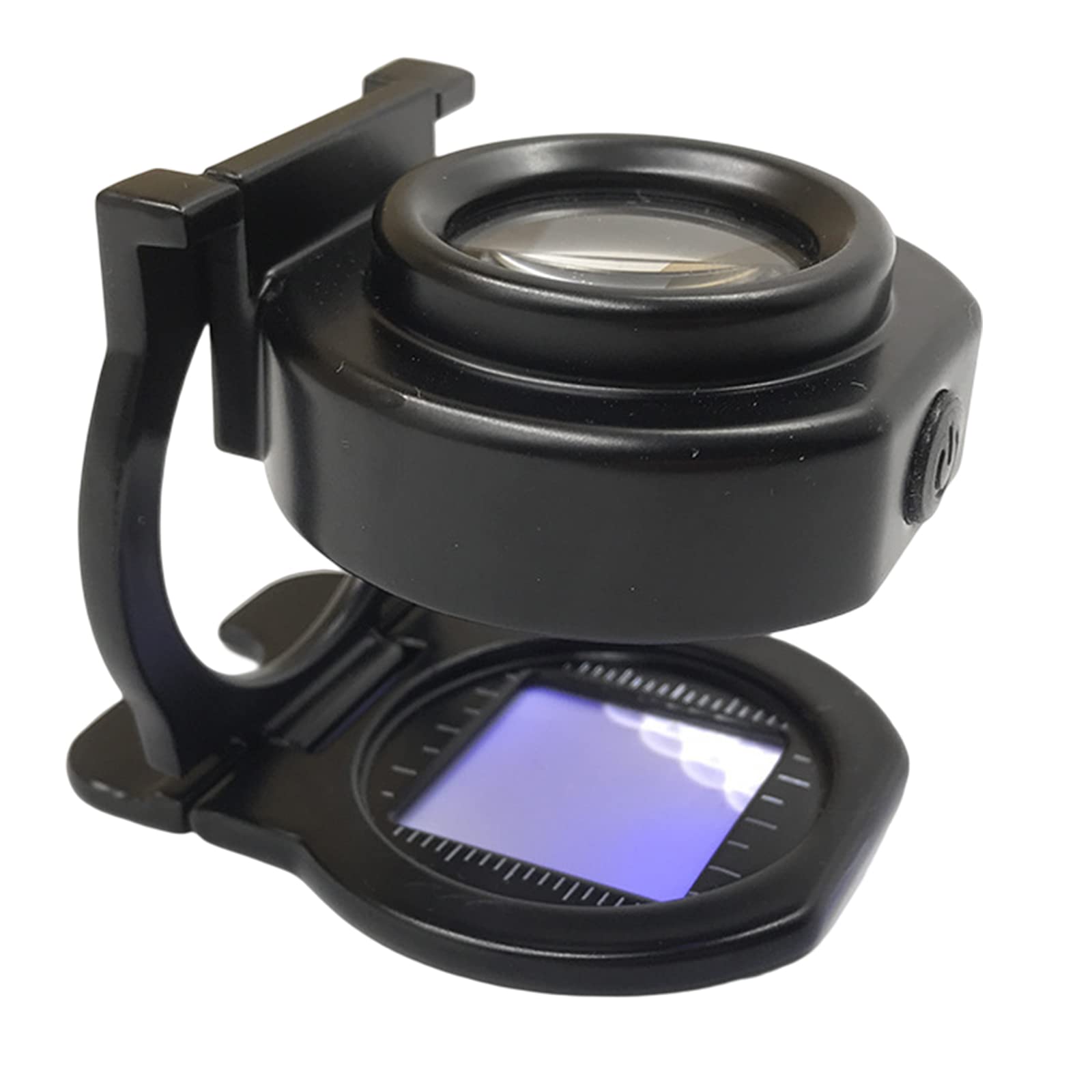 CHENZILIN 10X Glass with Light and Stand, Foldable Hand-held Glass for Close Work Magnifier with Scale