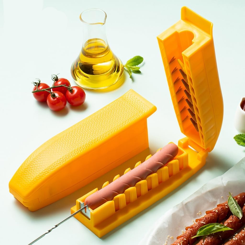 Hot Dog Slicing Tool - Stainless Steel Criss-Cross Hot Dog Slicer for Perfect Cuts – Great for Grilling, Air Fryer, Oven & Microwave – Fun BBQ Kitchen Tool