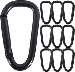 10x Karabinerhaken 60mm Feuerschwarz - Stahl Karabiner Verzinkt