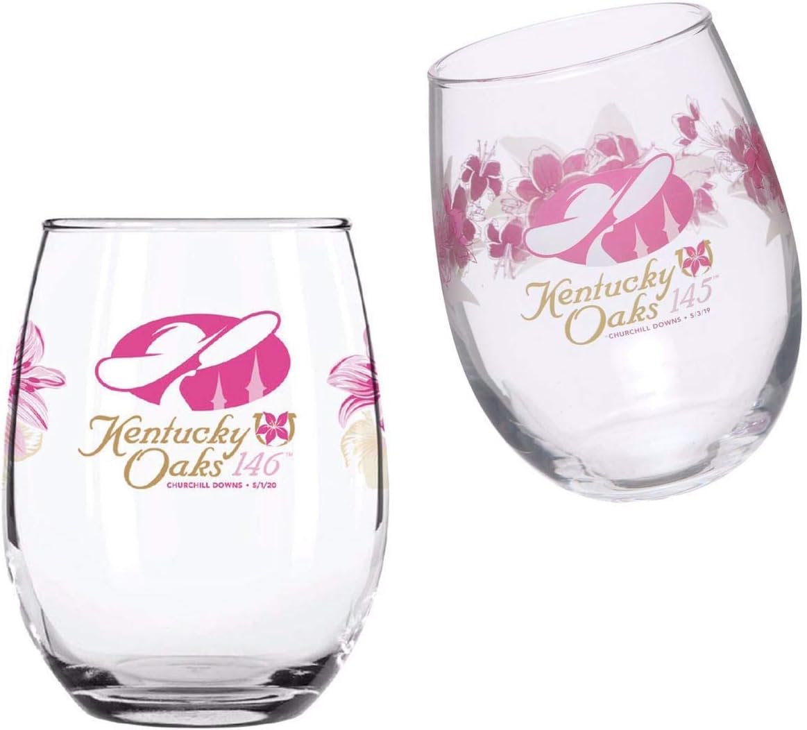Kentucky Derby Oaks Official Stemless Wine Glass Bundle of 2 (146th &145th)