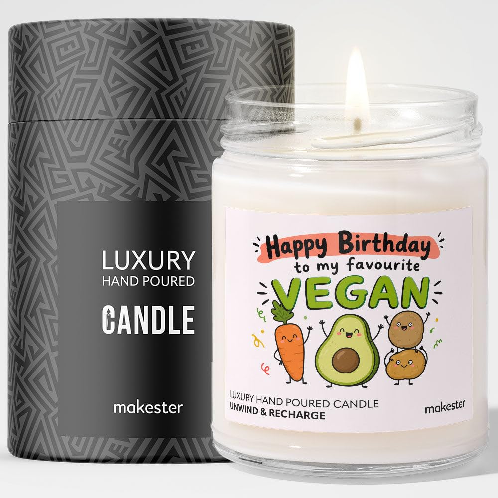Birthday Gift for Vegan - Luxury Soy Wax Candle - Vanilla, Jasmine, Sugared Almond - Makester โ image 1
