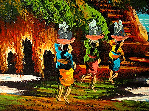 Amazon.co.jp: バリアート絵画 M 横 アハマッドの風景画 『朝陽の