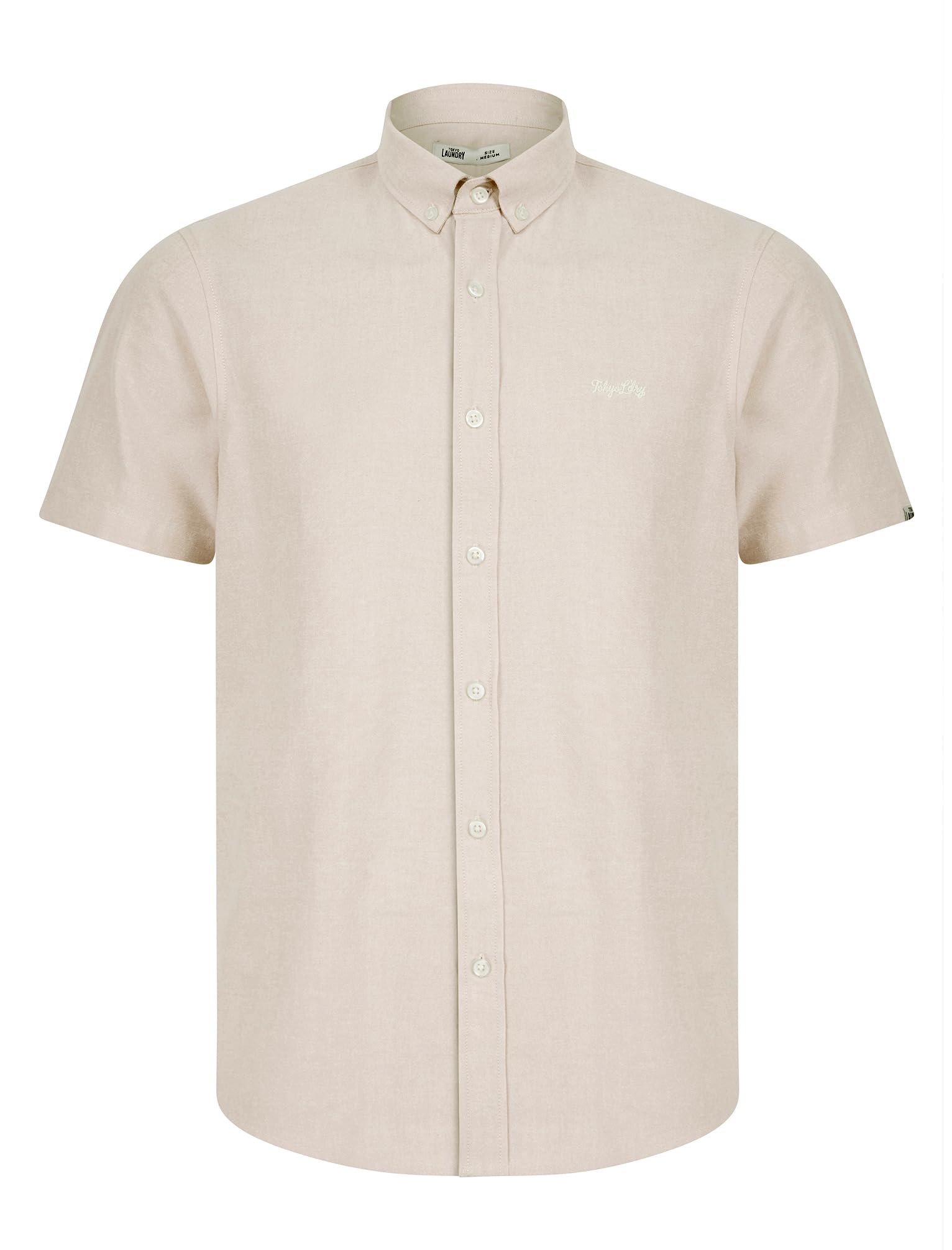 Tokyo Laundry Men's Oatmeal Tiberius Short Sleeve Oxford Cotton Shirt In L