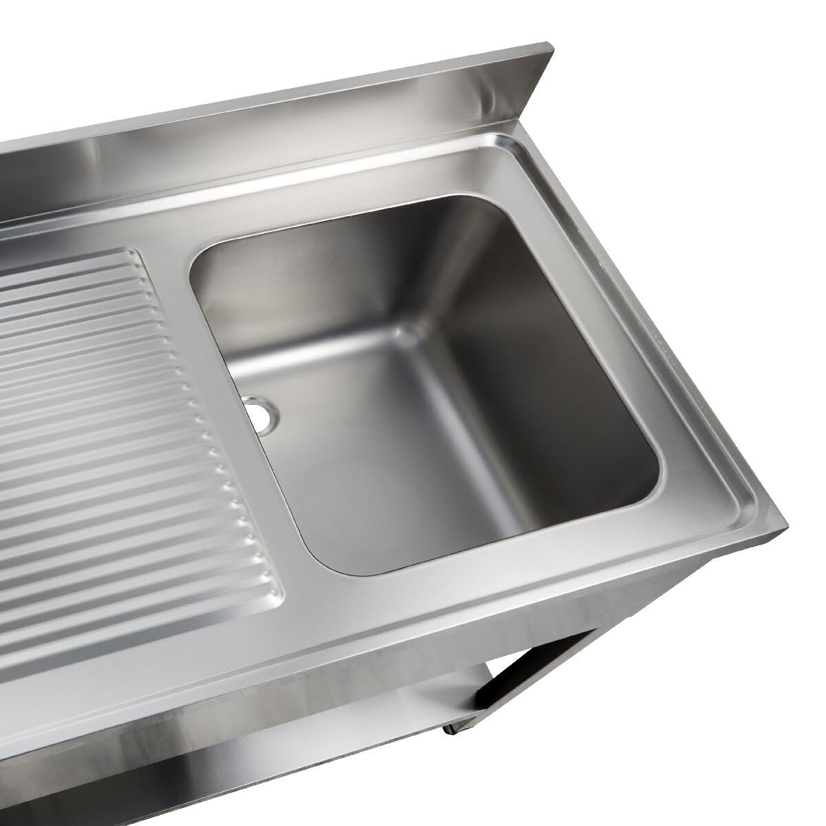 GastroHero Lavello da cucina in acciaio inox, 120 x 70 cm, con lavello destro, in acciaio inox con base