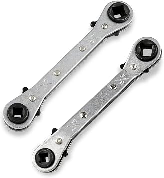 2Pcs HVAC Service Wrench Set, Reversible Ratchet Spanner, Radiator Valve Spanner, HVAC Tools 1/4 5/16 3/16 3/8 Joker Spanner for Refrigeration Equipment Repair