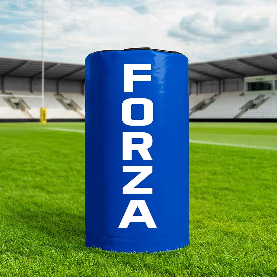 FORZA Low Height Rugby Tackle Bag – Pro Model Rugby Training Tackle Pad with Shock Reducing Foam Core, 615gsm Reinforced Cover & Padded Handles – Junior to Senior Contact Practice Bag (Blue, Junior)