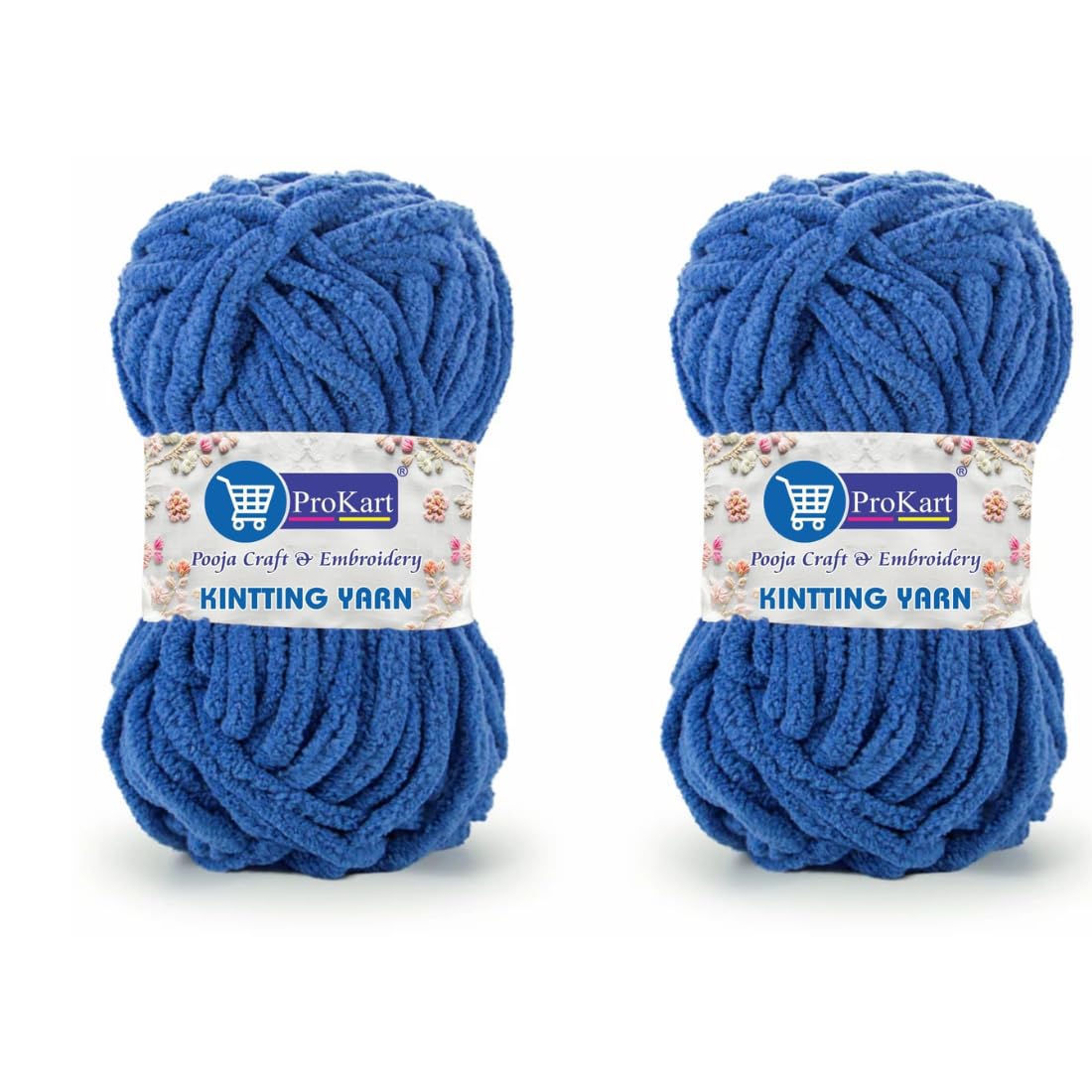 ProKart Premium Blankie Wool, Plush & Cuddly, Chenille Yarn Supersoft Hand Knitting Wool Ball | Blanket Thick/Mottu Yarn Ball Suitable for Hand Knitting and Crocheting for Baby, Adult, Sweaters, caps, Throws, Home Furnishing, Scarves, Blankets (Royal Blue, 100gms x 2 Pack)