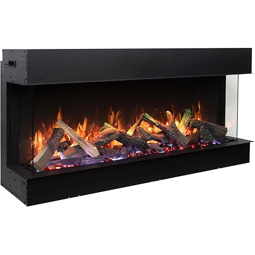 88-TRU-View-XL XT - 3 Sided Electric Fireplace 88 Inch, 3-Sided Glass Fireplace Heater w/Remote Control & 8H Timer, Thermostat, Black, Adjustable Brightness, Realistic Flame Effects