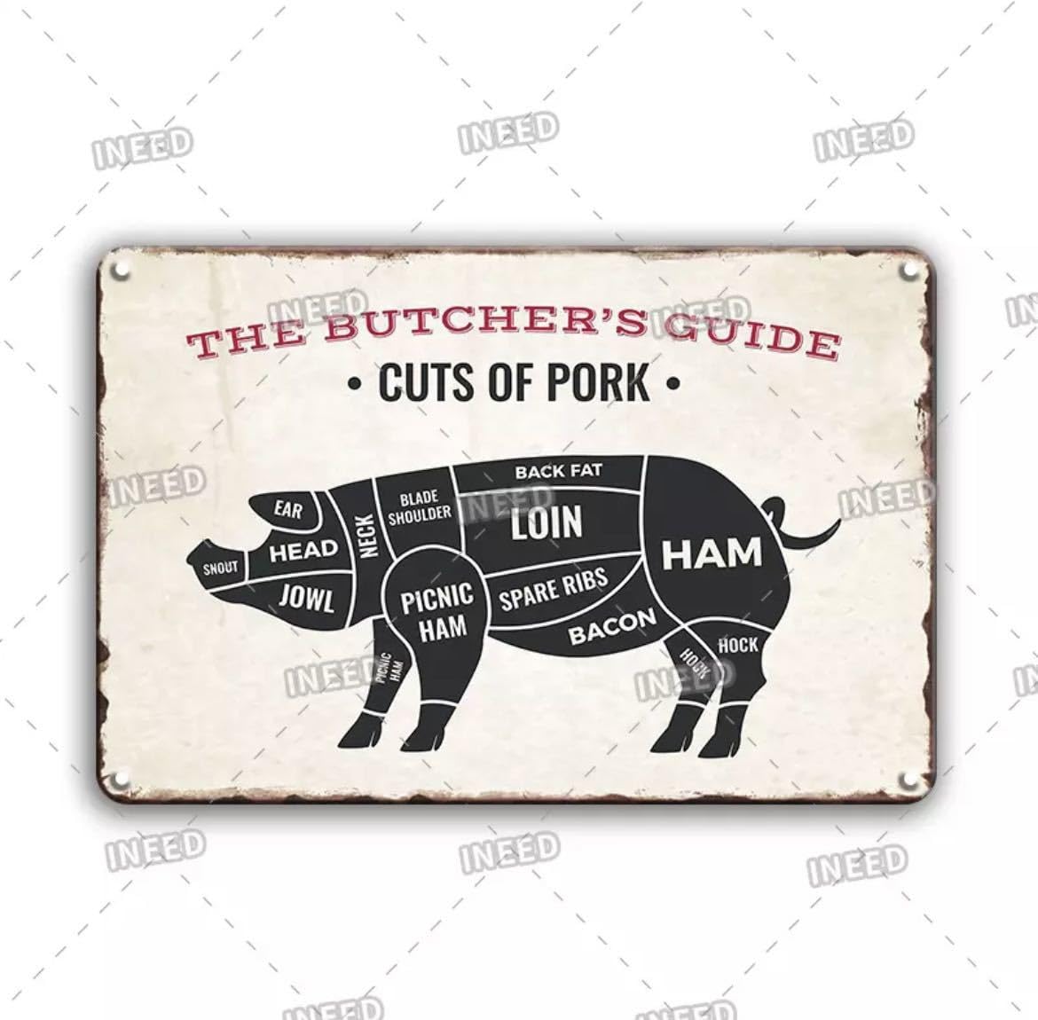 Amazon.co.jp: 豚 肉屋 金属看板 ブリキ看板 飲食 看板 レストラン