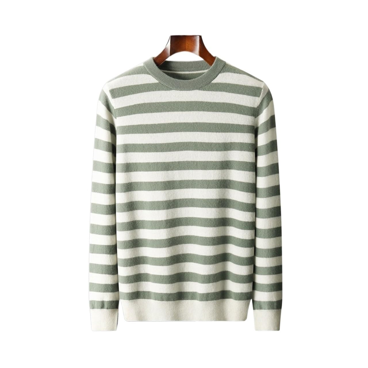 Herren Sweatshirt Herbst und Winter Gestreiften Wollpullover mit Rundhalsausschnitt Jugend Einfaches Hemd mit warmem Boden Lose Shirt in großer Größe Herren