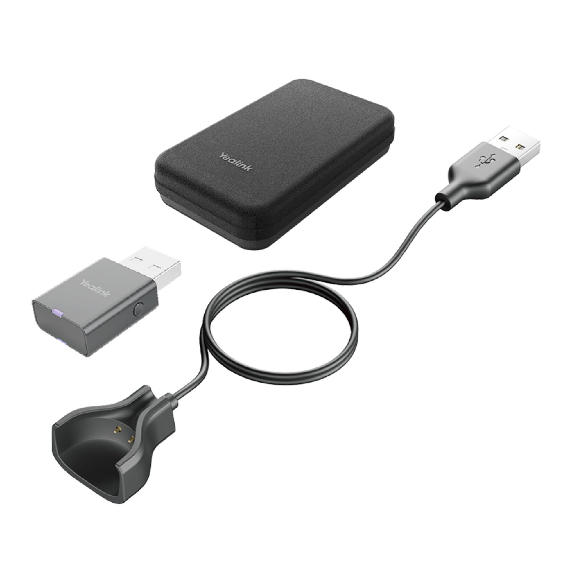 Yealink Portables Zubehör-Kit für WH63/67, Schwarz, mit Verbindungskabel, DECT-Dongle und Tragetasche