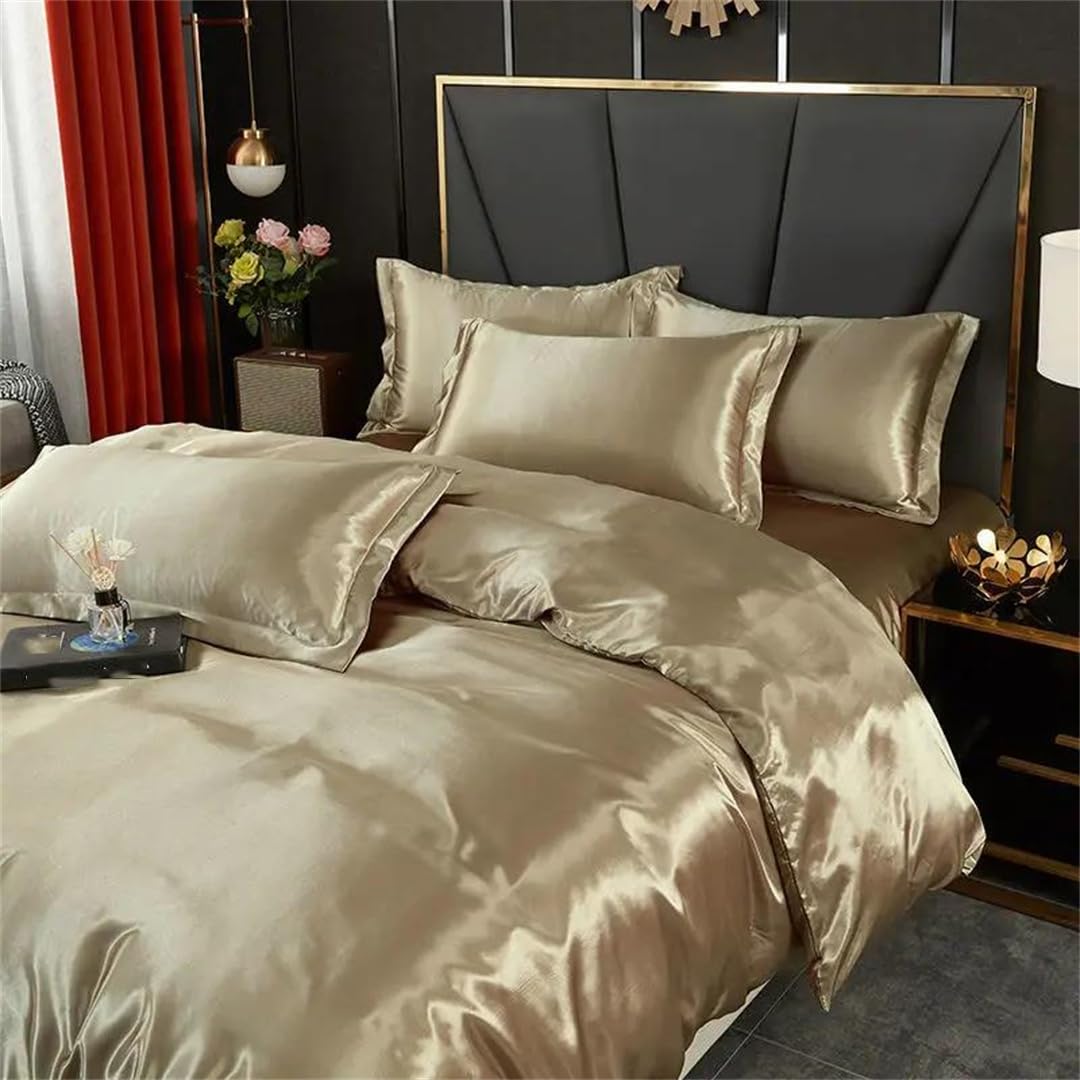 DECOLURE Satijn-Bettwäsche Set für Queen-Size-Betten (4 Stück, 8 Farben