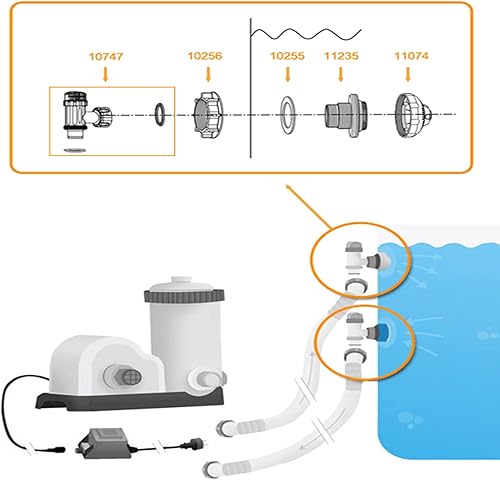 Miniatura 5 de Kit de conector de filtro roscado para piscina, para Intex sobre el suelo manguera de piscina pieza de repuesto 10744 10256 10255, incluye conector