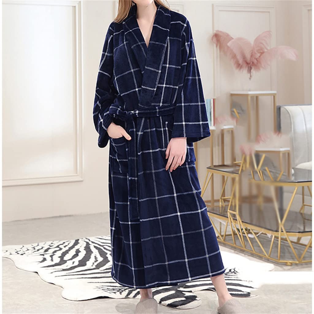 LMMSHA Męski długi, ciepły zimowy flanelowy szlafrok kimono Plus Size piżama dla miłośników kobiet