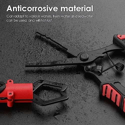 Image of mouhike Fishing Pliers Fish Lip Gripper Fishing Tool Kit for Men Women | Saltwater Multifunctional Fishing Line Cutter Hook Remover with Lanyard Sheath Fly Ice Pliers Fishing Gear Fishermen Gift