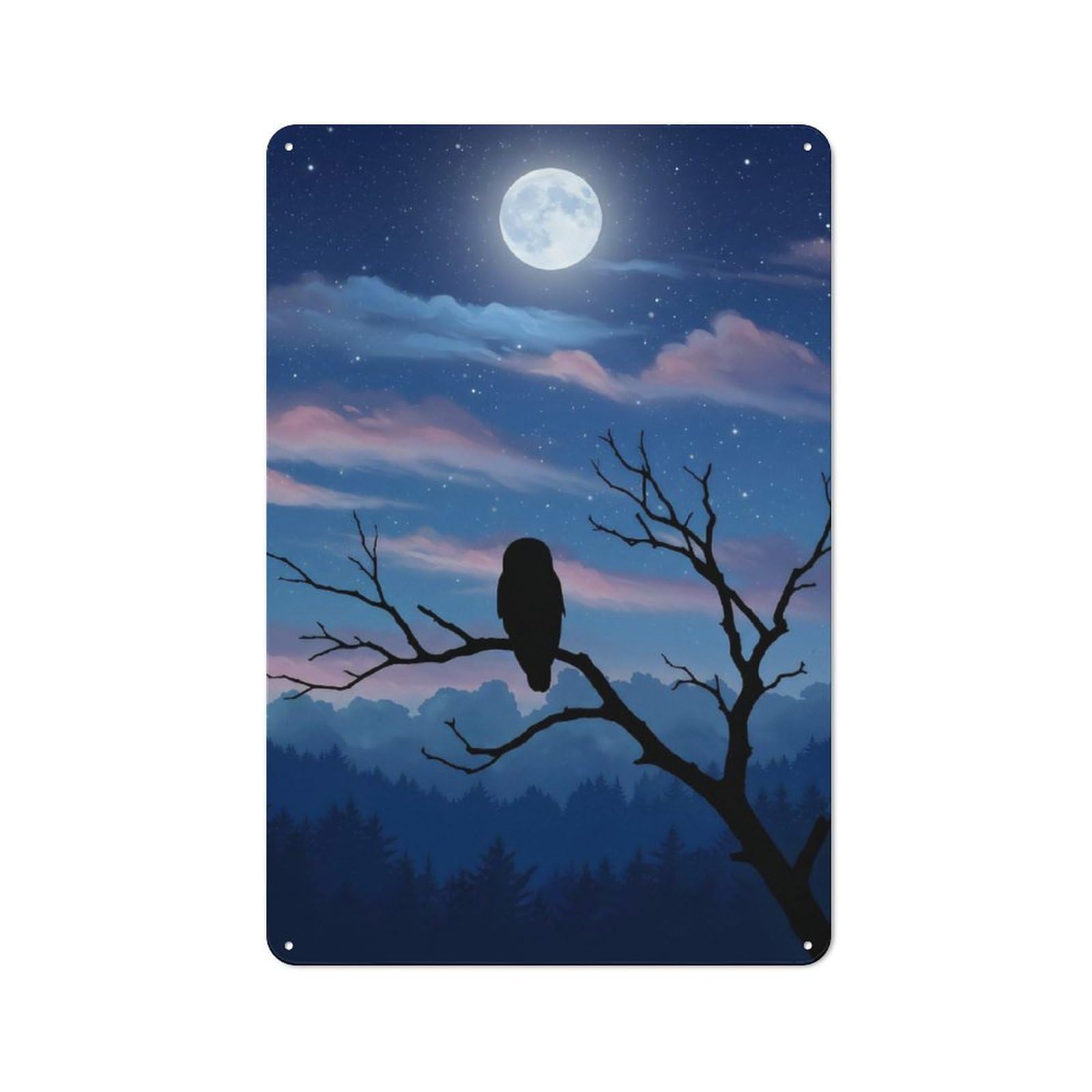 Junmoney Owl Under Moonlight Shed Metal Sign With Design 30X20cm, Outdoor Room Shed Wall Decor For Shed, Garden Room, Porch Or Garage