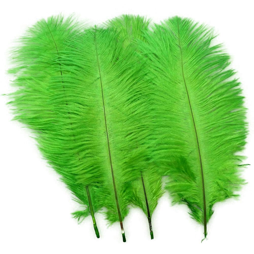 Sowder 20pcs Natural 10-12inch(25-30cm) Ostrich Feathers Plume for Wedding Centerpieces Home Decoration(Lime Green)