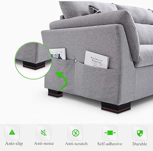 Miniatura 5 de Almohadillas de goma antideslizantes para muebles, 8 piezas cuadradas de 2 pulgadas, almohadillas antideslizantes para muebles de madera dura, para