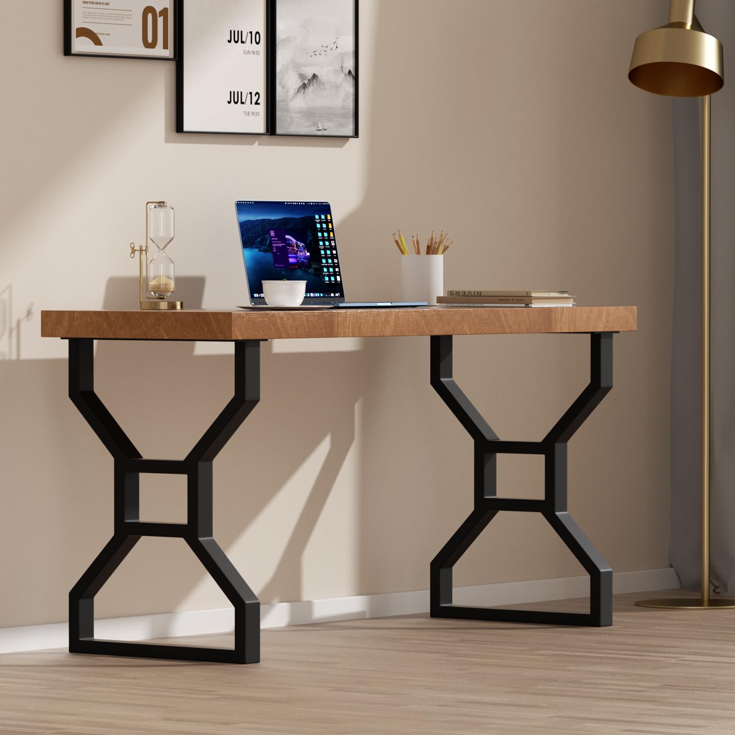 PHWOTAN X-Shaped Metal Table Legs – 28" High, 24" Wide Heavy Duty Industrial Desk Legs For DIY Coffee, Console & Dining Tables (Set Of 2)