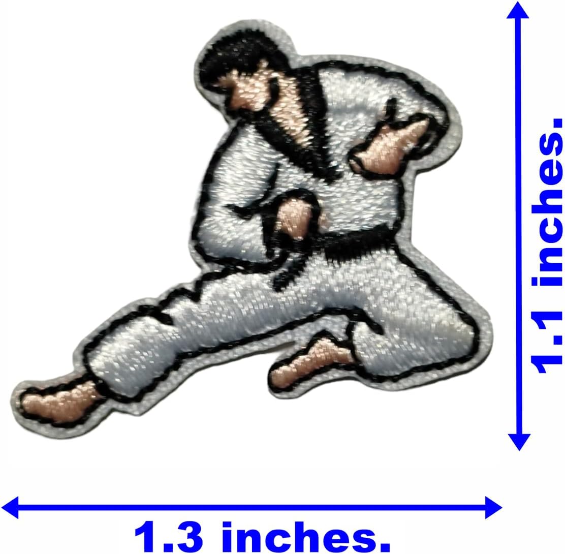 Mini Small Karate Taekwondo Cartoon Embroidered Iron On Patches Sew On Patches Kids DIY Decoration or Repair Clothing T Shirt Jeans Jacket Hat Bag Costume/Lot of 3 Pieces