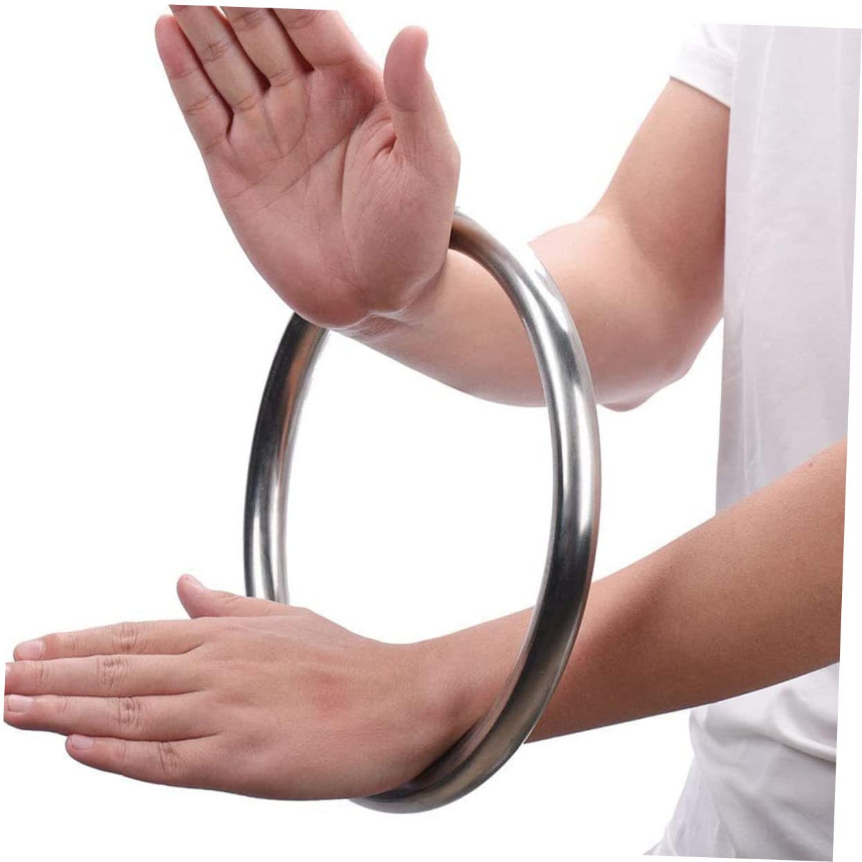 Didiseaon Edelstahl Trainingsring Belastbarer Fitness Ring für Handkoordination und Kraft Langlebiger Metallring Rostfrei Vielseitig für Wohnzimmer und Garten Design