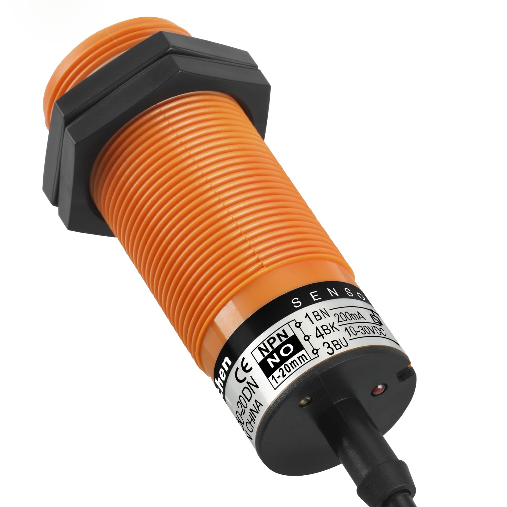 Heschen Pojemnościowy czujnik zbliżeniowy M30, SZC-M30-20DN, odległość wykrywania 1-20 mm, 10-30 V DC, 200 mA, 3-przewodowy nr