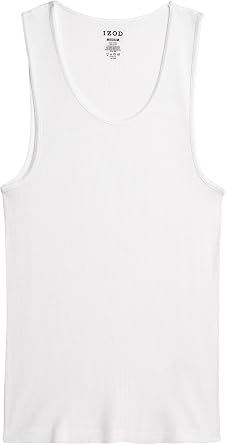IZOD Mens Undershirt - 5 Pack Breathable Cotton Mens Tank Top - Sleeveless Ribbed Undershirts for Men | Tag-Free Smooth Feel Lays Flat Beneath Dress Shirts or Tees, Lightweight Construction for All-Day Comfort