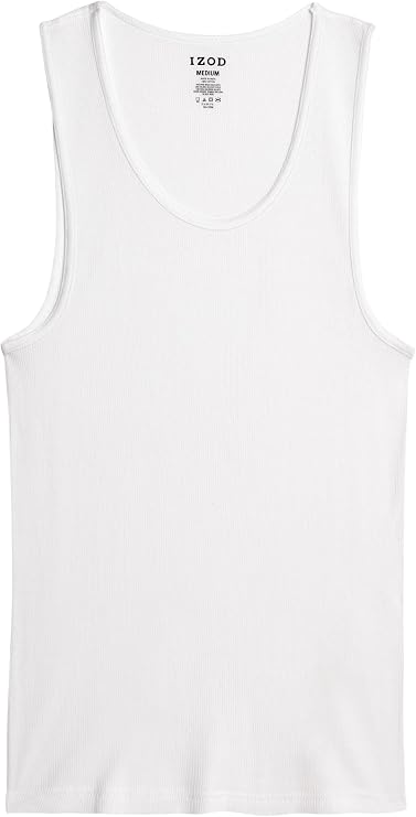 IZOD Mens Undershirt - 5 Pack Breathable Cotton Mens Tank Top - Sleeveless Ribbed Undershirts for Men | Tag-Free Smooth Feel Lays Flat Beneath Dress Shirts or Tees, Lightweight Construction for All-Day Comfort