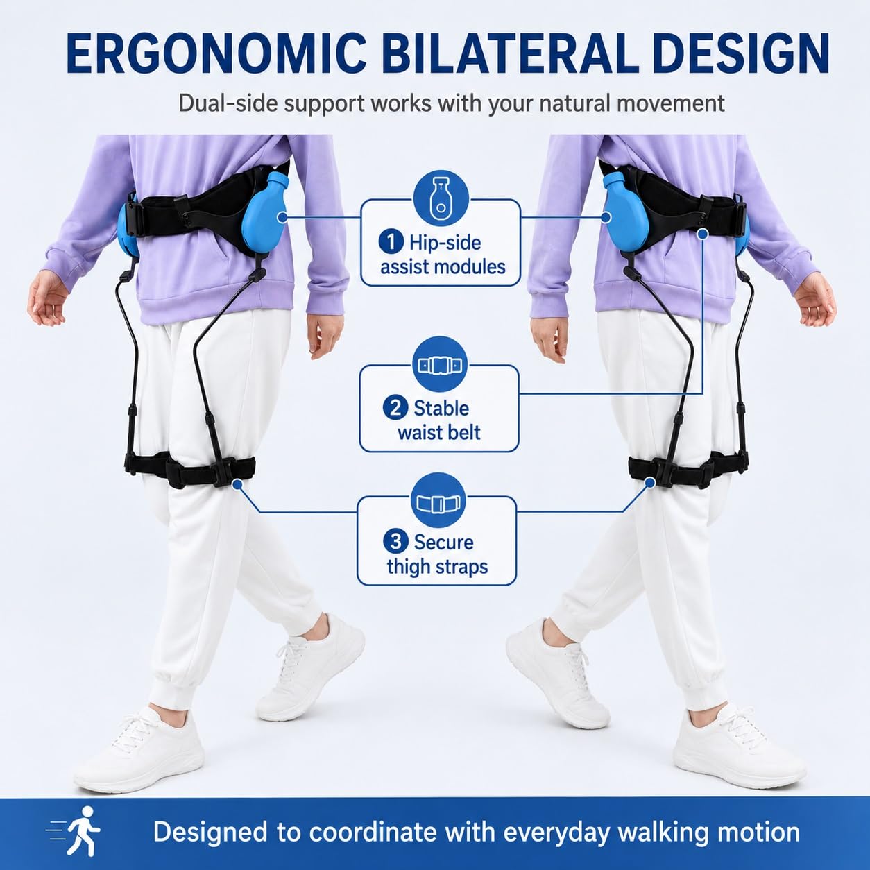 Esoscheletro Indossabile per Camminata Assistenza Gambe Meccanica per Trekking e Escursionismo Dispositivo Bionico Senza Batteria Forza Regolabile per Adulti(M)