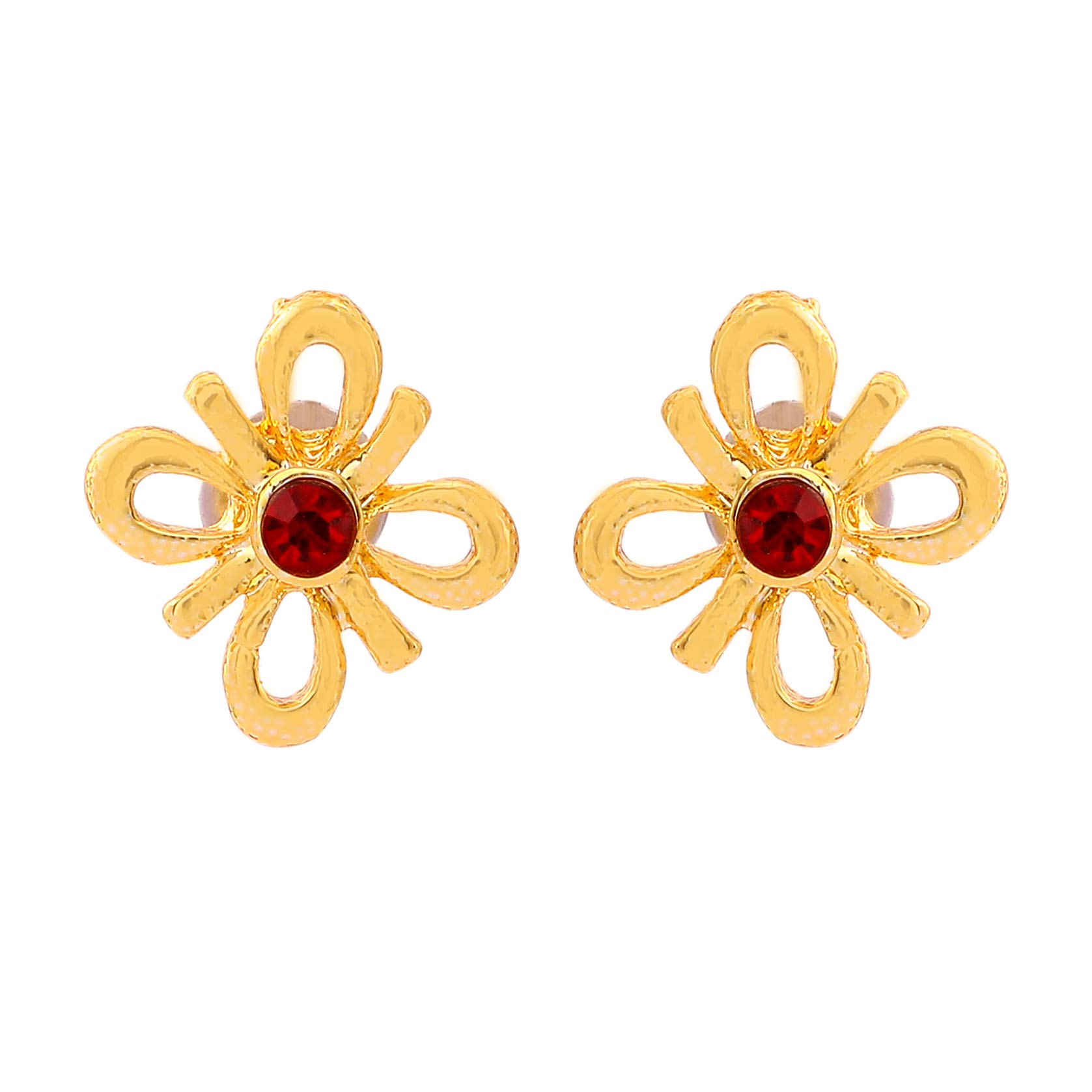 Gehena By Estele - Gold Tone Red Paradise flower Stud Earrings (B08HR2911Q) Amazon Price History, Amazon Price Tracker