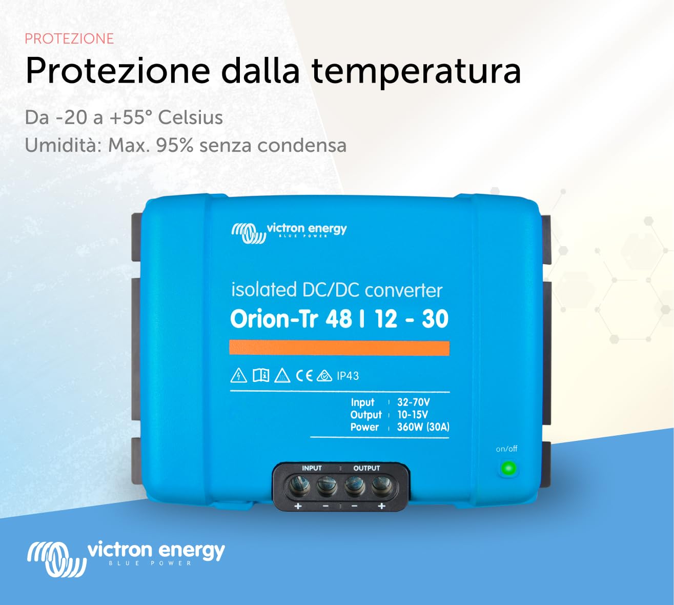 Victron Energy Orion-TR IP43 48/12-Volt 30 amp 360-Watt Convertitore DC-DC, Isolato