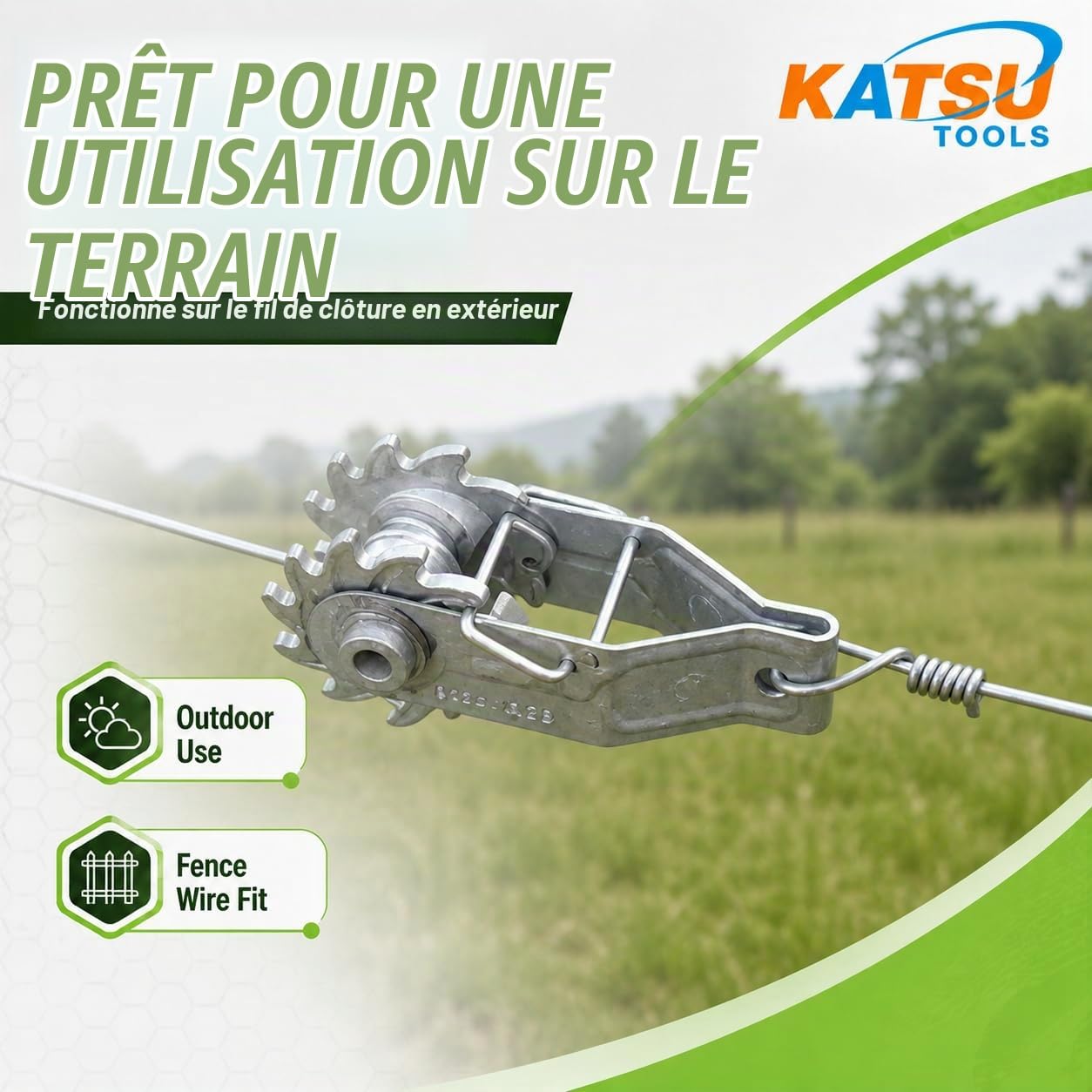 KATSU 10X Tendeur de fil de clôture électrique, Tendeur à Cliquet de Clôture en Ligne Robuste de Alliage d'Aluminium, Crépine de fil de Clôture pour Bétail Ferme Jardin 667212