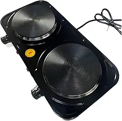 BAK Fogão Elétrico de Indução, 2 Bocas, Preto, 2000W, 5 Níveis de Temperatura, Controle Giratório 80-400°, 43x21cm, Modelo BK-FCE702