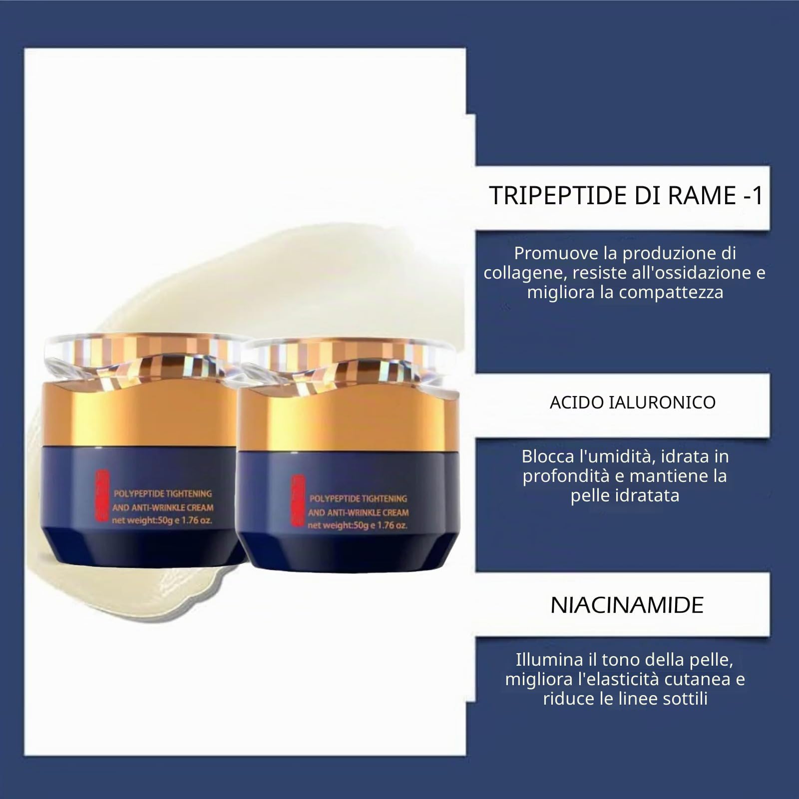 Qingling Crema Viso, Qingling Crema Para Arrugas, Cremas Antirughe con Polipeptidi, Rassodante Anti Rughe, Riduce le Rughe, Idrata la Pelle (2 Pcs)