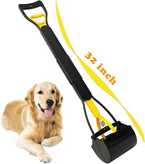 ienjoyed 32" Heavy Duty Foldable Pooper Scooper for Large Dogs - Long Handle, Durable Spring, Easy Clean Pick Up