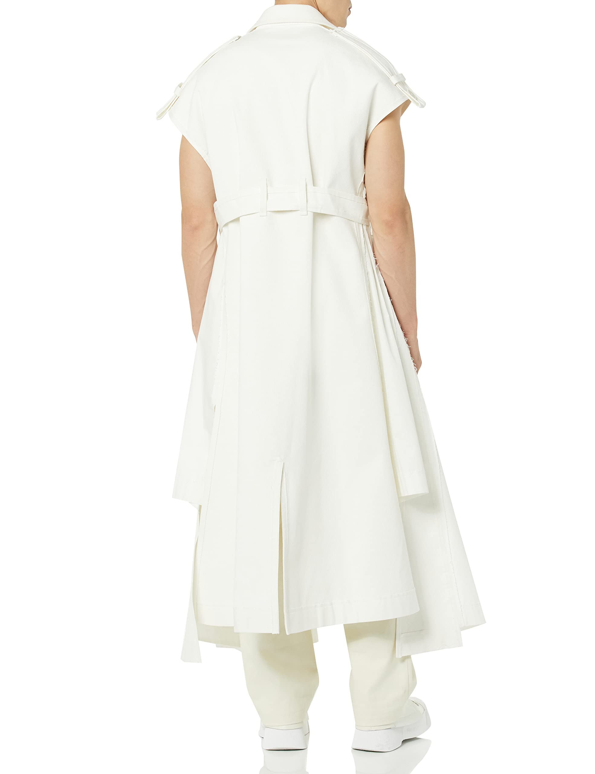 maison blanche All Gender Sleeveless Trench-Coat, White, 4