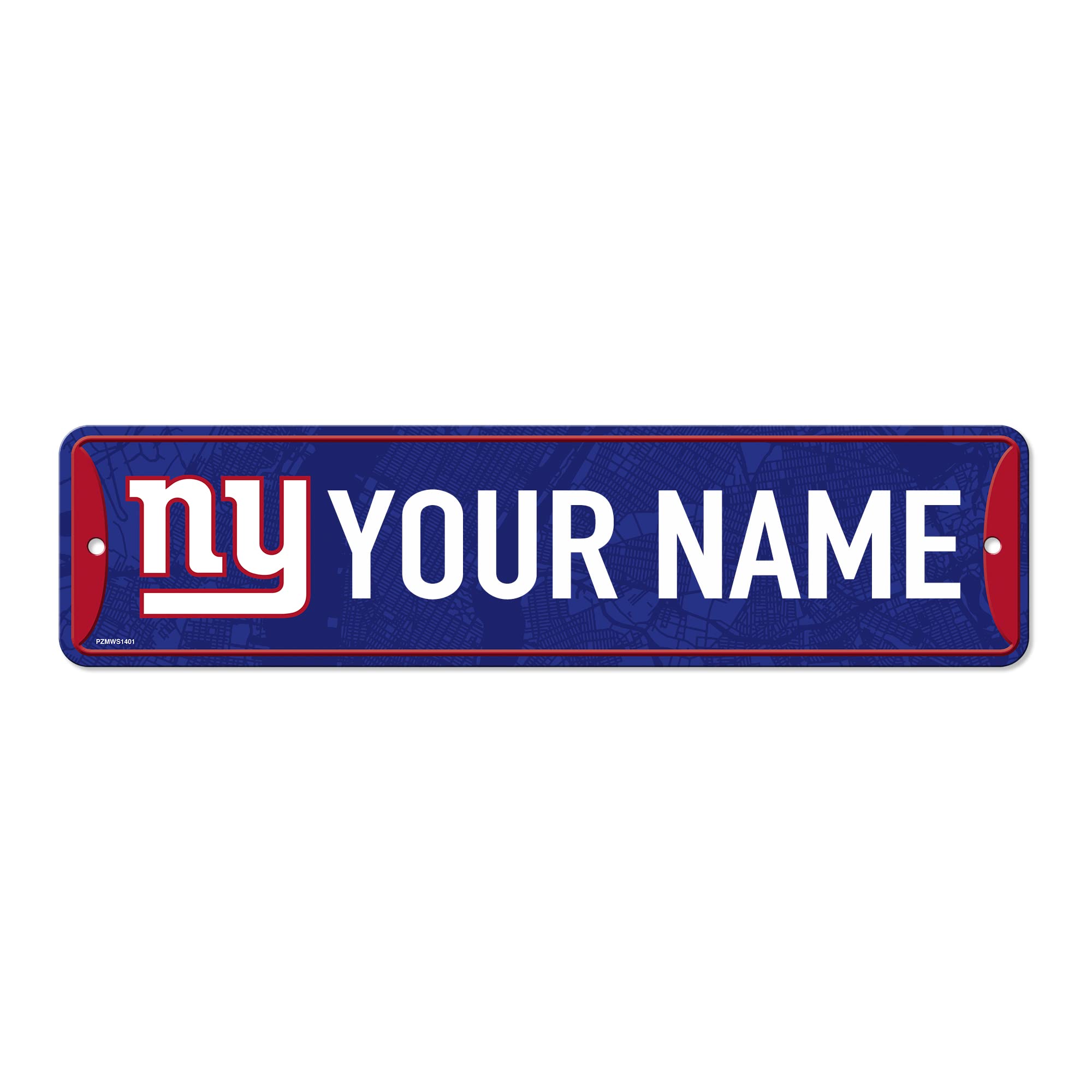 Rico Industries NFL Football New York Giants Primary Personalized Metal Street Sign 4" x 15" Home Décor - Bedroom - Office - Man Cave