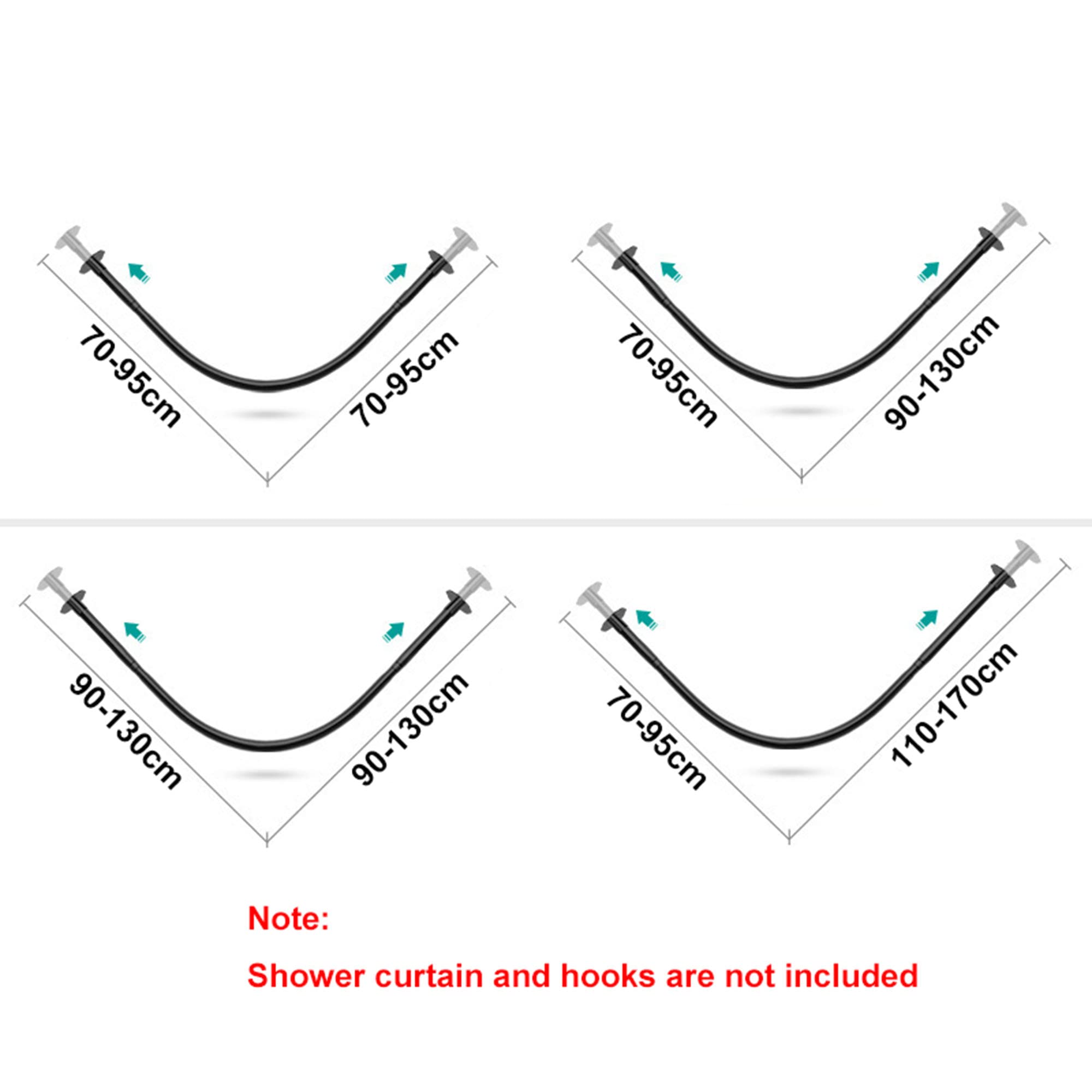 Barra de cortina de ducha de esquina de acero inoxidable, barra de baño ajustable montada en la pared, diseño telescópico para bañera y ducha, perfecta para decoración del hogar y aniversarios