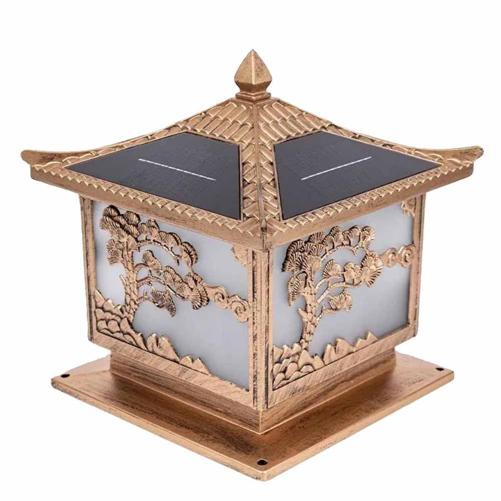 KNBVFHG Classical Garden Solar Column Light Outdoor Waterproof Courtyard Villa Pillar Lamp Creative Square 4 Colors Post Head Lamp Landscape Antique Lighting Fixture Walkway, Driveway, Patio, Porch
