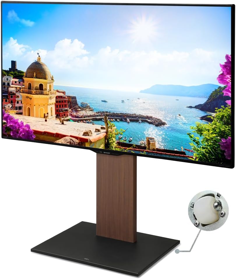 WALL V2 Caster Low Type, Japanese Rolling Portable Free-Standing 32-60 Inch Universal TV Stand with Concealed Wheels – Walnut