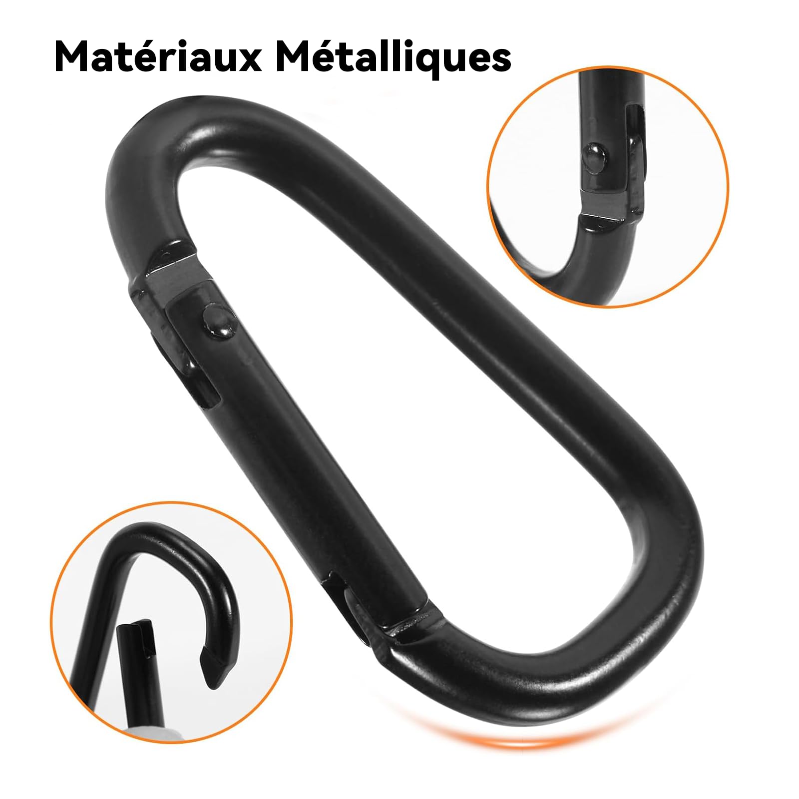 Mousquetons Aluminium D Noir Lot de 12 Mini Mousqueton Porte Clé pour Sac à Dos Randonnée Camping Organisation du Matériel et Accroche Accessoires