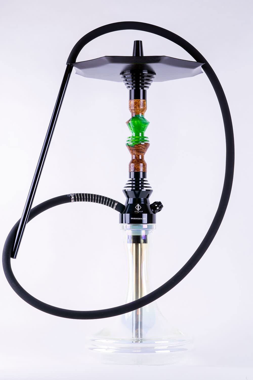 B2 Hookah Precious Cut Collection Deep Forest Green Burl Wood INCLUDES MATCHING VASE