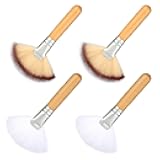 4pcs Facial Fan Brush, Soft Fluffy Fan Makeup Brush for Highlighter Blush Esthetician Facial Makeup Tool for Women
