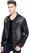 ATHRZ Men Regular Fit Washed Full Sleeve Denim Jacket (M, Black Tone)