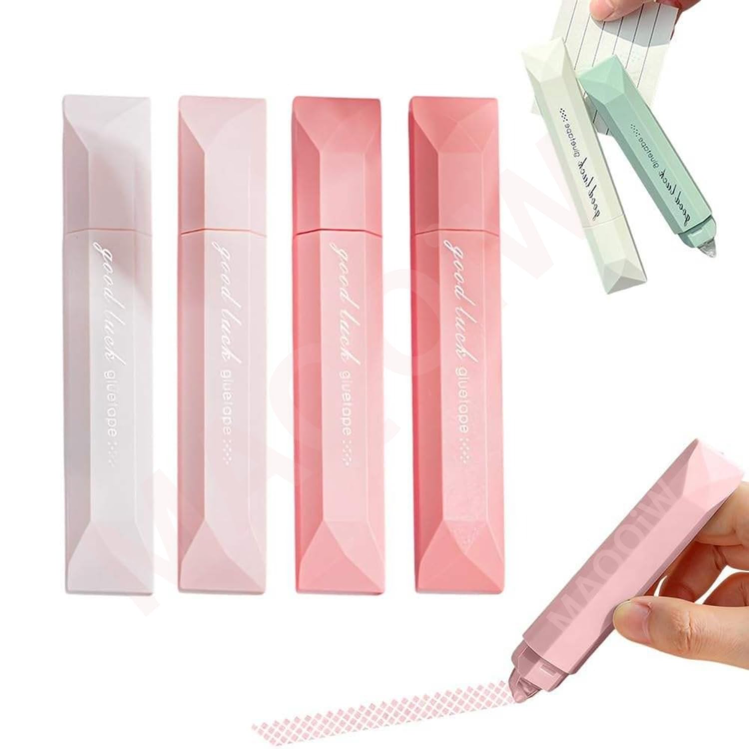 Pen Style Double-Sided Tape, Double-Sided Tape Dispenser Roller for Kids, Easy to Apply and Stick, Retractable Adhesive Tape Roller for Office, Note Pasting (Body Color May Vary, Pack of 4)-image-22
