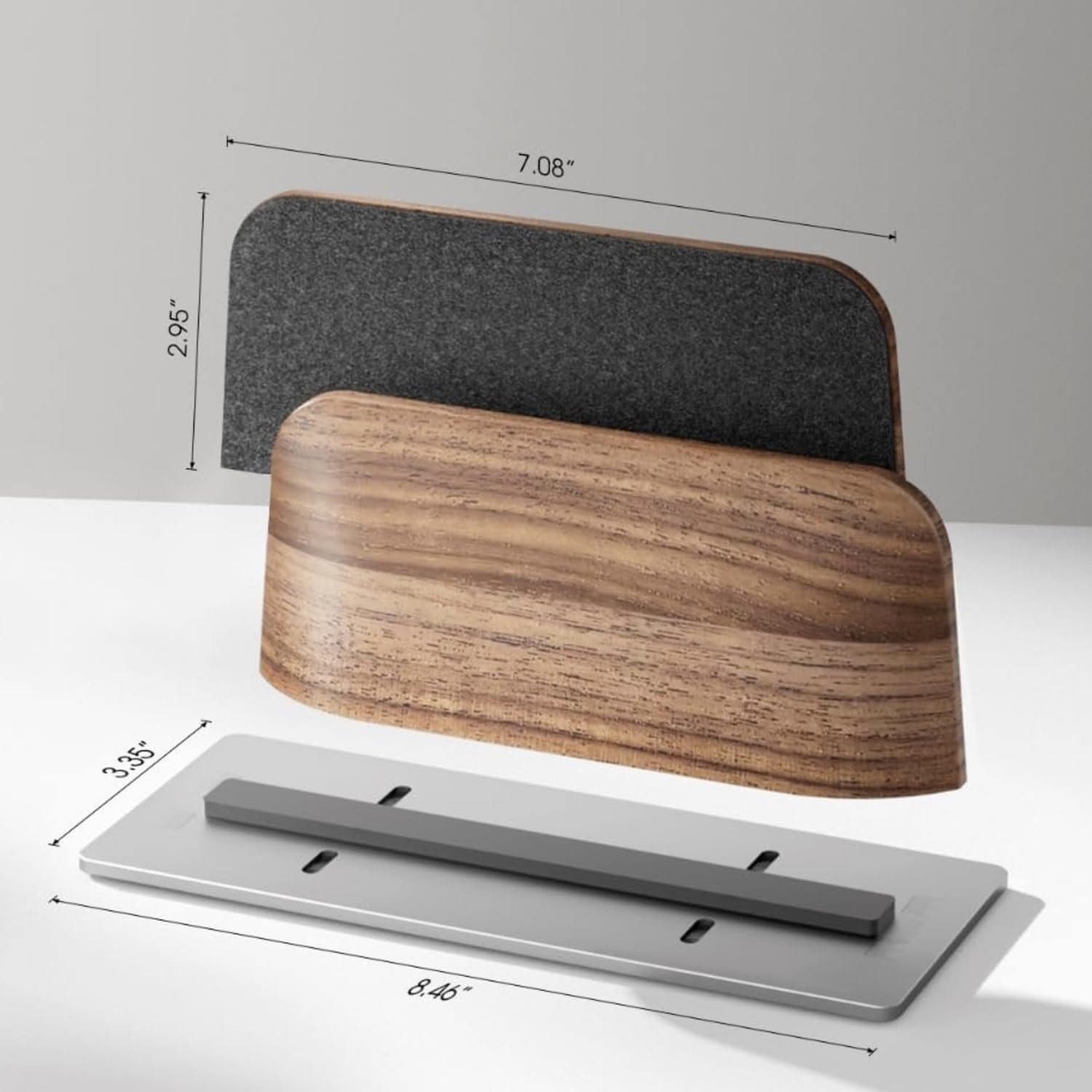 Soporte Vertical para portátil, Soporte Ordenador Portatil de Madera de Nogal Negro y Aluminio para MacBook, Surface, Samsung, HP, DELL, ‌Chromebook