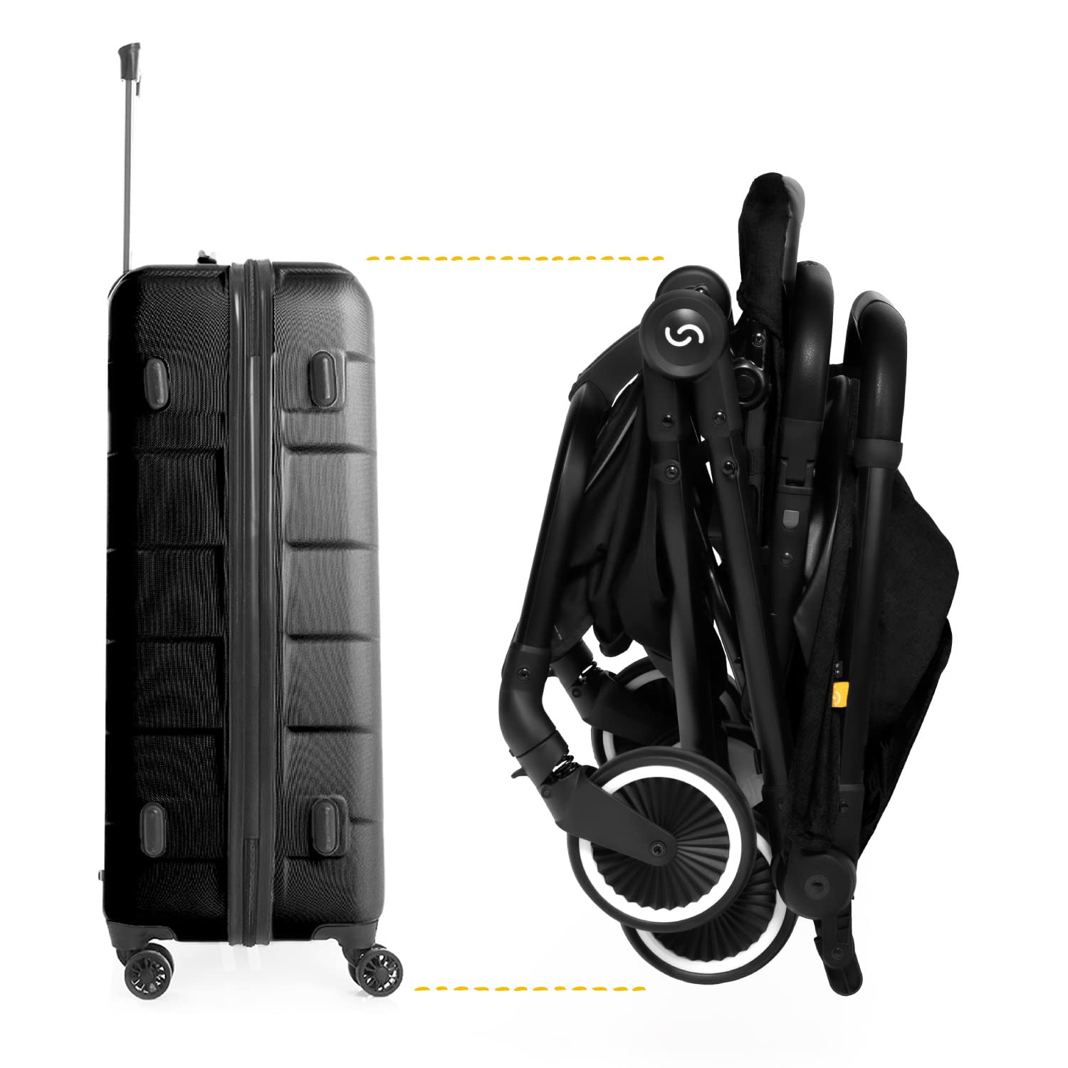 skiddoü poussette hamac pour enfant Espoo poussette pliable poussette canne pour enfant, structure légère en aluminium pliable d’une seule main, petite poussette de voyage, compacte, Noir