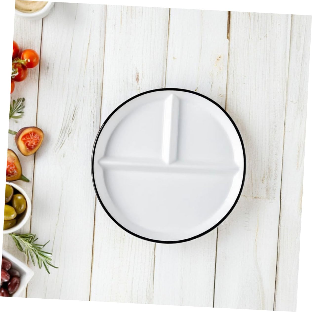 Assiette de Service Compartimentée en Céramique Blanche