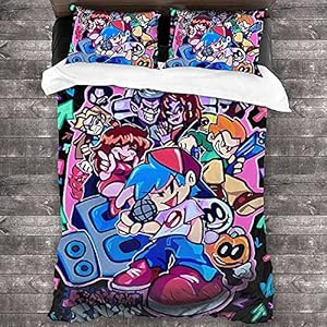 WANGHU Friday Night Funkin Dekbedovertrek Set Kinder-Cartoon Beddengoedset Zachte stof Rap-Game Print 1 Dekbedovertrek…